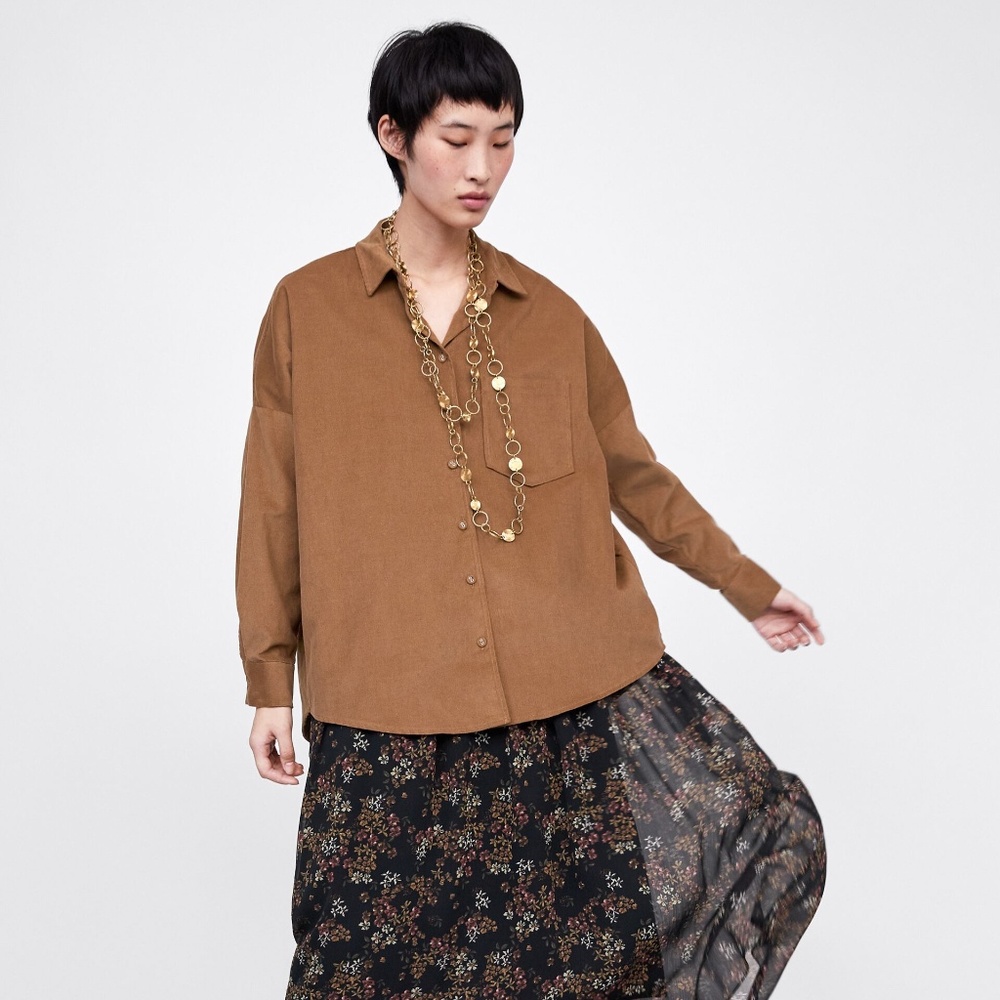NWT Zara Fine Corduroy Shirt